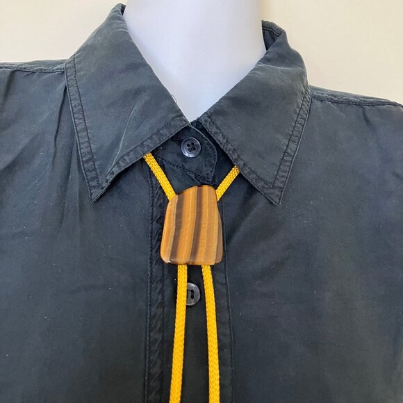 Tiger's Eye Gemstone Bolo Tie Western String Tie Yellow Cord - Picture 2 of 8